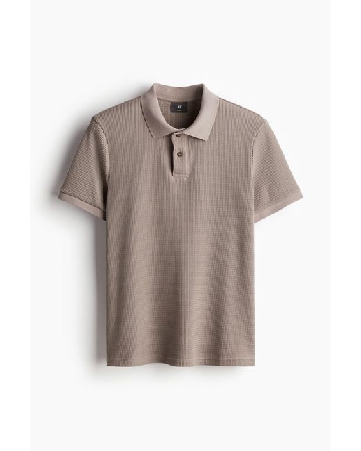 H&M Poloshirt mit Waffelmuster in Slim Fit in Brown für Herren