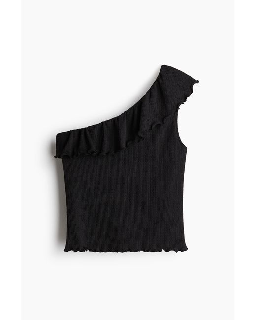 H&M Black One-Shoulder-Top mit Volant