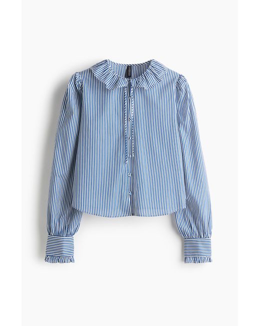 H&M Blue Bluse mit Volantkragen