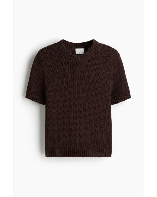H&M Brown Gestricktes T-Shirt