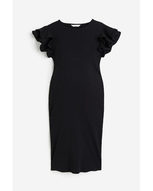 H&M Black MAMA Kleid mit Volantärmeln