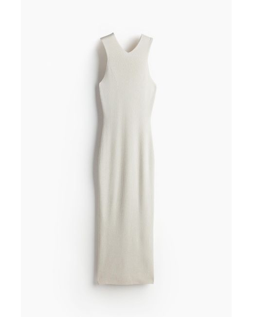 H&M White Bodycon-Kleid in Rippstrick