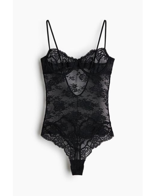 Body string en dentelle H&M en coloris Black