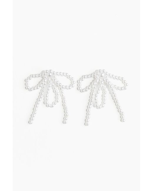 H&M White Schleifenförmige Perlenohrringe