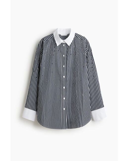 H&M Overhemdblouse Met Stras in het Blue