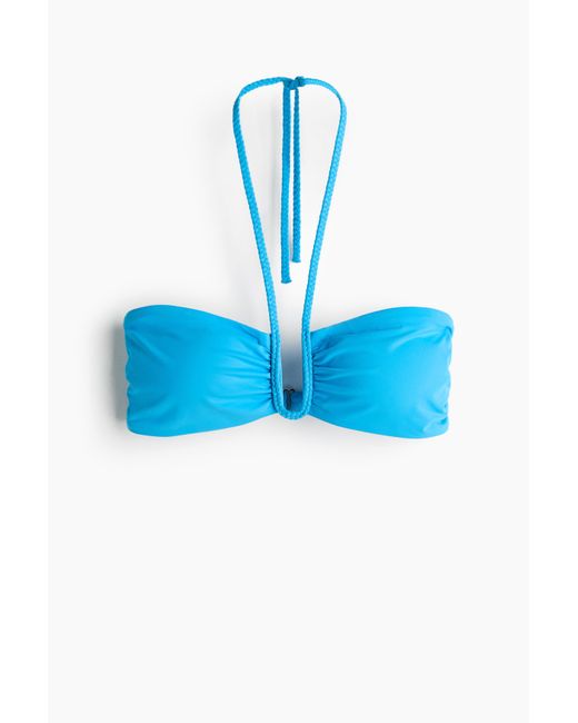 H&M Padded Bandeaubikinitop in het Blue