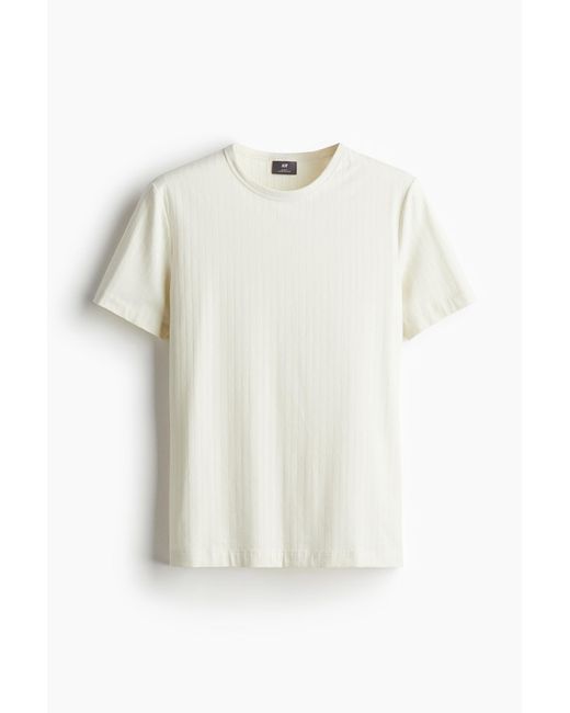 T-shirt Slim Fit en lyocell côtelé mélangé H&M pour homme en coloris White