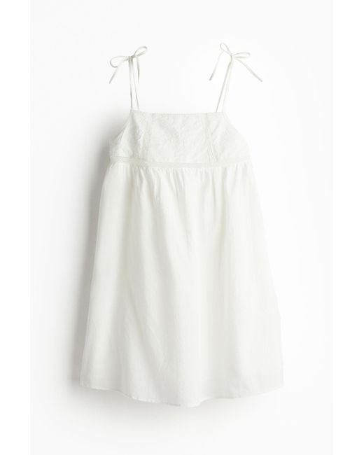H&M White Besticktes Kleid in A-Linie