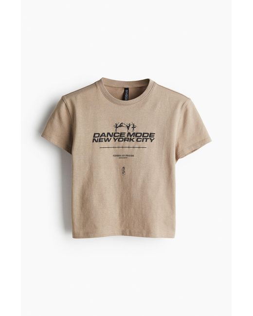 H&M Natural T-Shirt mit Print