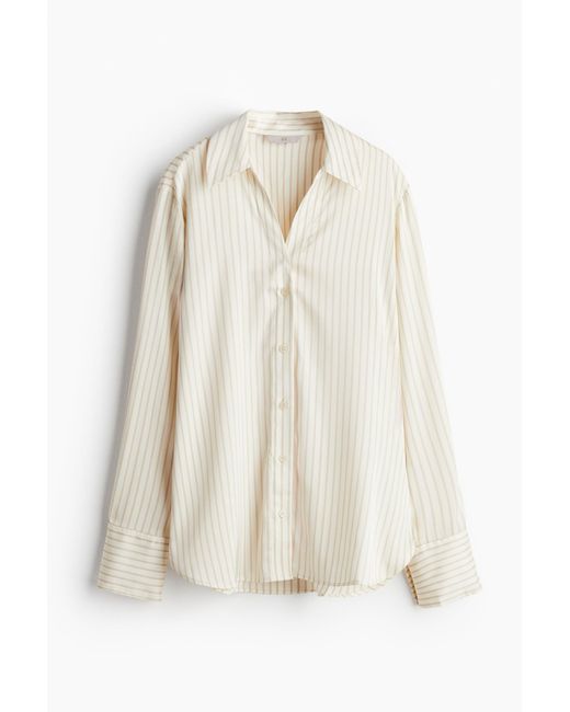 H&M White Bluse mit V-Ausschnitt