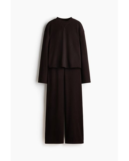 H&M Black 2-piece jersey top and trousers set