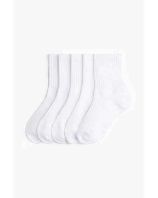 Lot De 5 Paires De Chaussettes De Sport Drymove H&M en coloris White