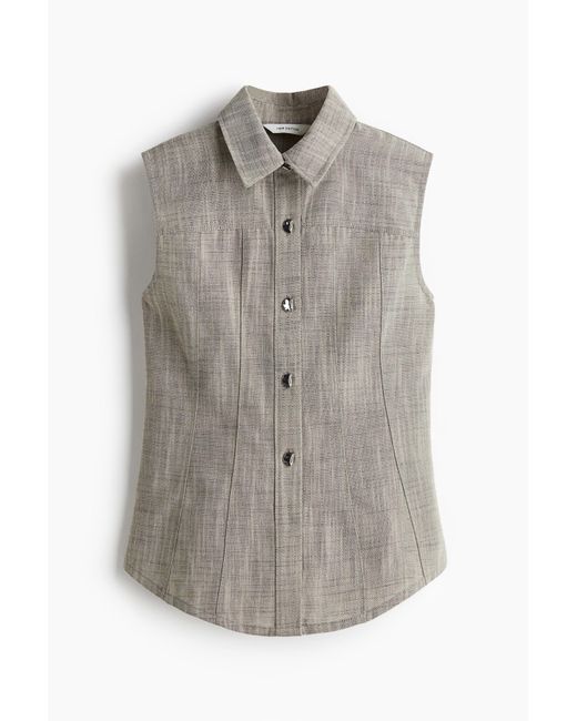 H&M Gray Ärmellose Bluse