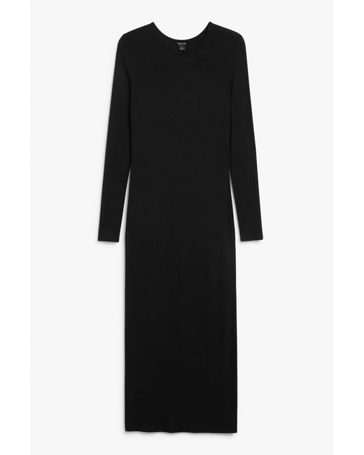 H&M Long Soft Bodycon Dress in Black | Lyst Canada