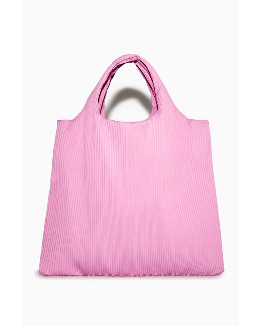 H&M Synthetik KLEINE TOTE BAG MIT RIPPSTRUKTUR in Pink Lyst DE