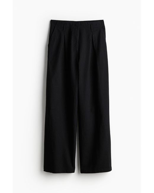 H&M Black Weite Hose aus Leinenmix