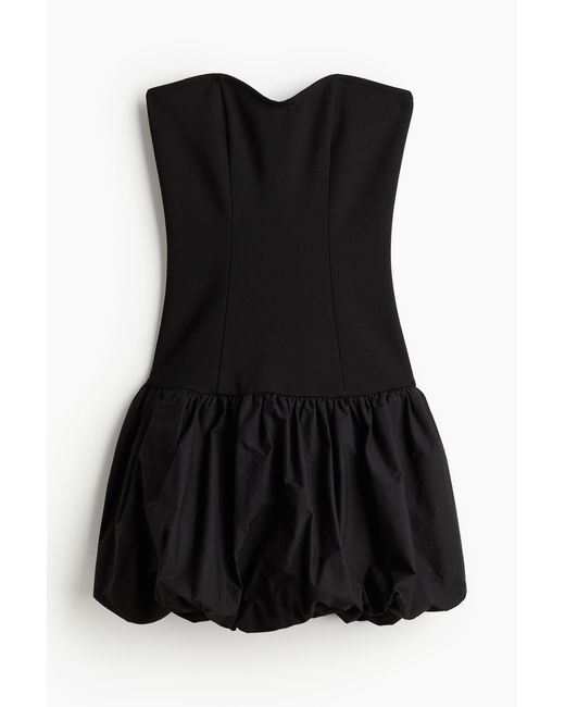 H&M Black Bandeau-Kleid mit Ballonjupe