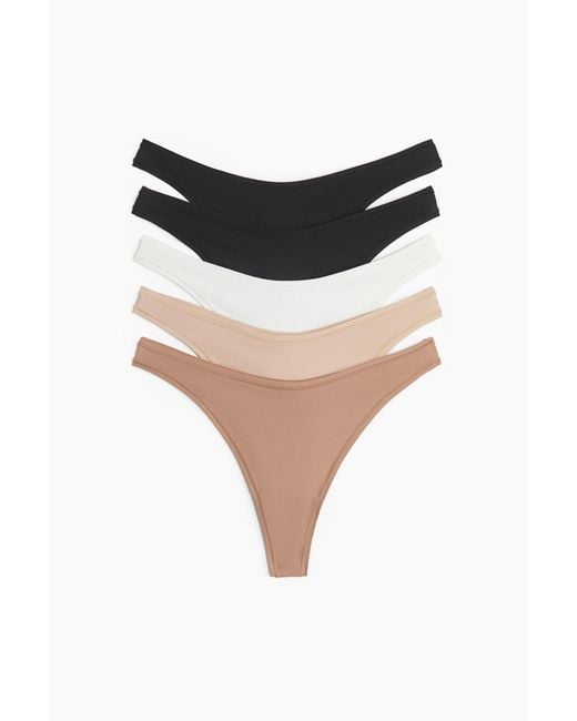 Lot De 5 Strings Tanga En Microfibre H&M en coloris Black