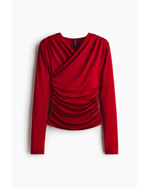 H&M Red Drapiertes Jerseyshirt