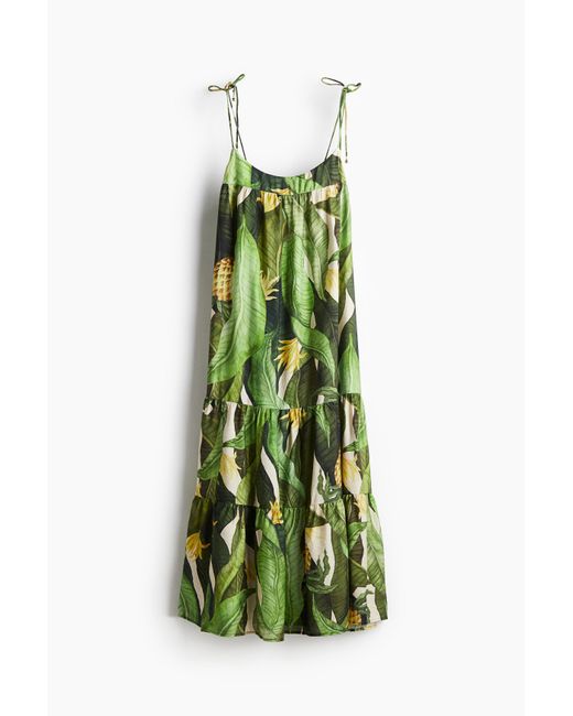 H&M Maxi-jurk Met Strikbandjes in het Green