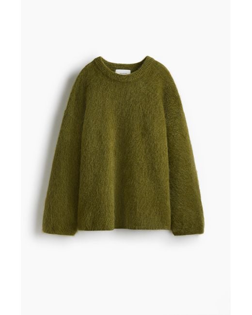 H&M Green Oversize-Pullover aus Mohairmix
