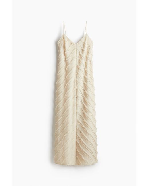 H&M White Trägerkleid mit Fransenreihen