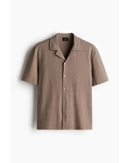 Chemise Regular Fit En Jersey Avec Col Cubain H&M pour homme en coloris Brown