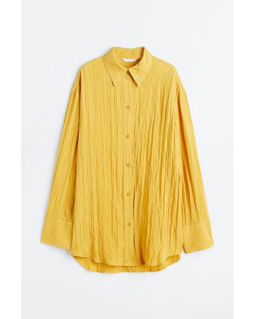 Chemise En Mousseline Froissee H M en coloris Jaune Lyst