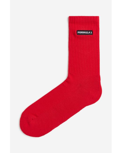 H&M Socken mit Motiv in Red für Herren