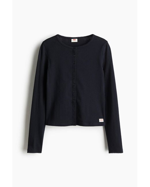 H&M Dry Goods Pointelle Ls Anthracite Night in het Blue
