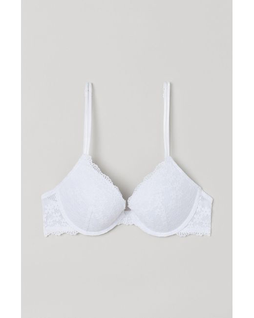 H&M Lace Push-up Bra in White - Lyst