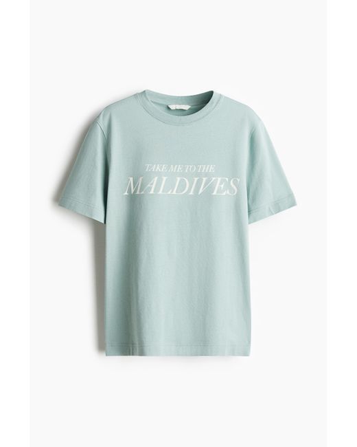 H&M T-shirt Met Print in het Blue