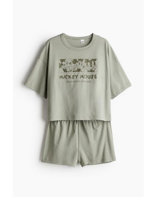 H&M Pyjama Met Print in het Gray