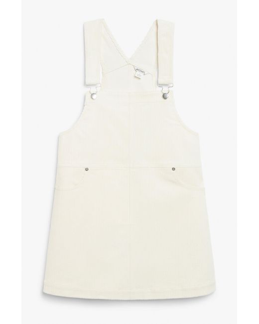 H&M Knee Length Corduroy Dungaree Dress in White | Lyst Canada