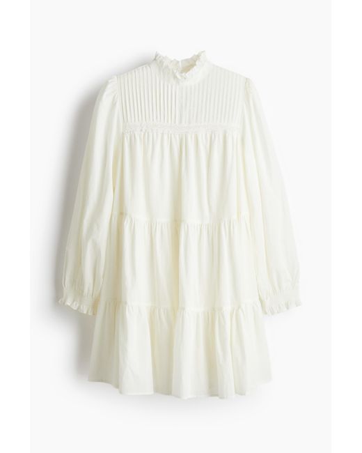 Robe Volantée En Coton H&M en coloris White
