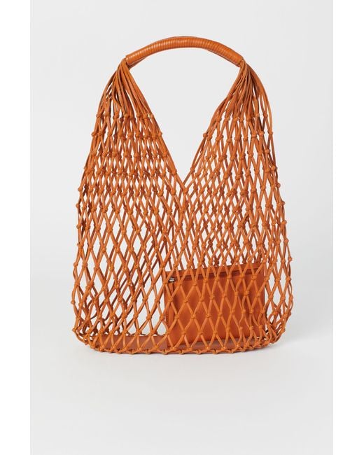 H&M Orange Netztasche aus Leder
