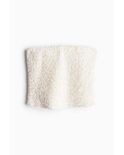H&M White Bandeau-Top mit Pailletten