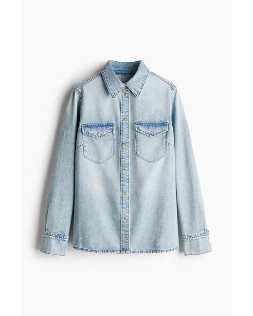 H&M Blue Hemdbluse aus Denim