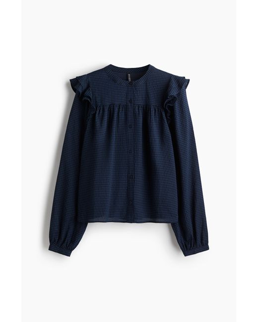 H&M Blue Bluse mit Volants