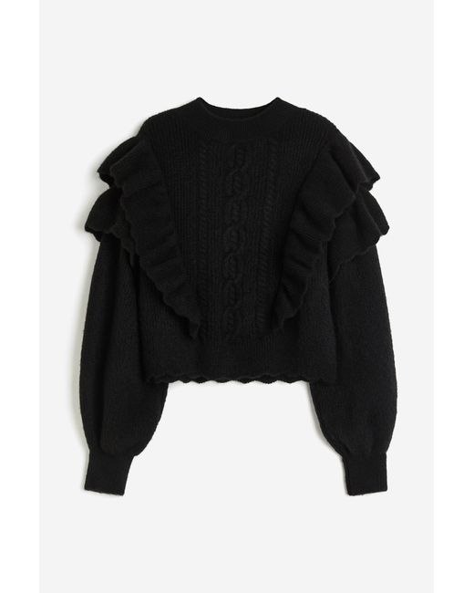 H&M Black Pullover mit Volants