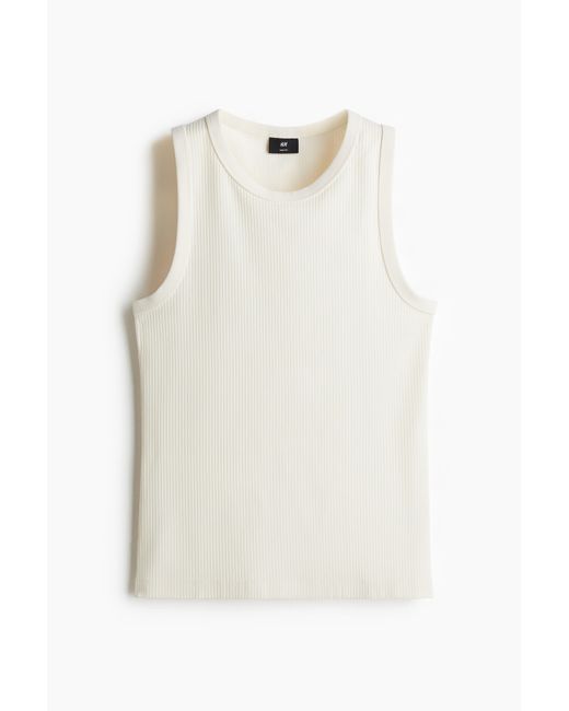 H&M Geripptes Tanktop in Slim Fit in White für Herren