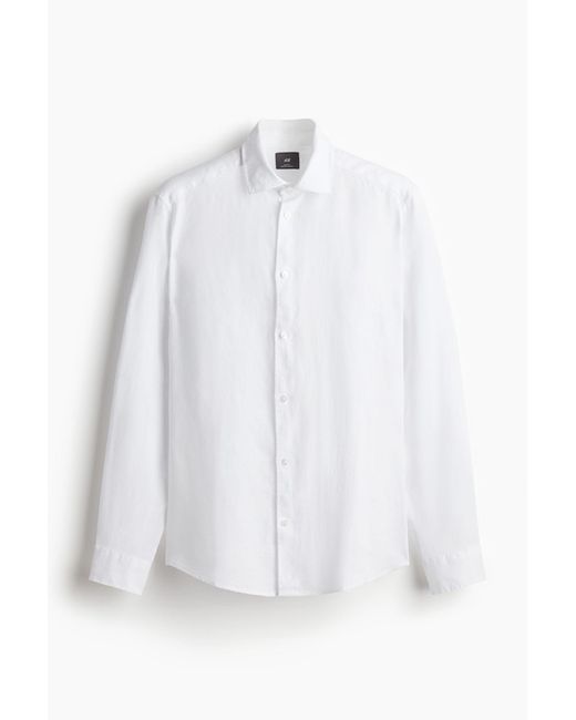 H&M Leinenhemd in Slim Fit in White für Herren