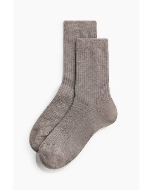 H&M Merino Wool Rib Sock in het Gray