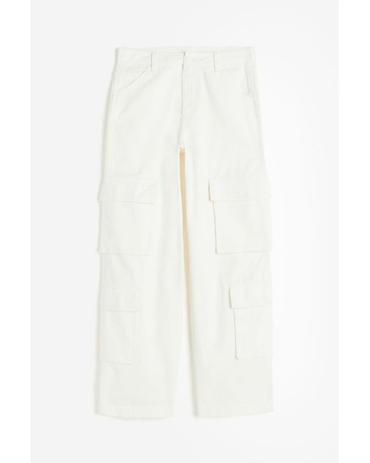 Pantalon cargo en twill H&M en coloris White
