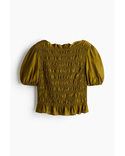 Blouse Smockée H&M en coloris Green