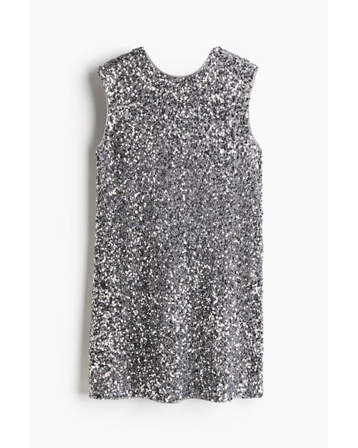 H&M Gray Paillettenkleid mit Bindebändern