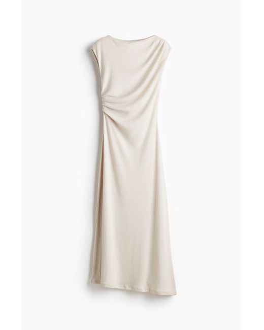 H&M White Drapiertes Bodycon-Kleid