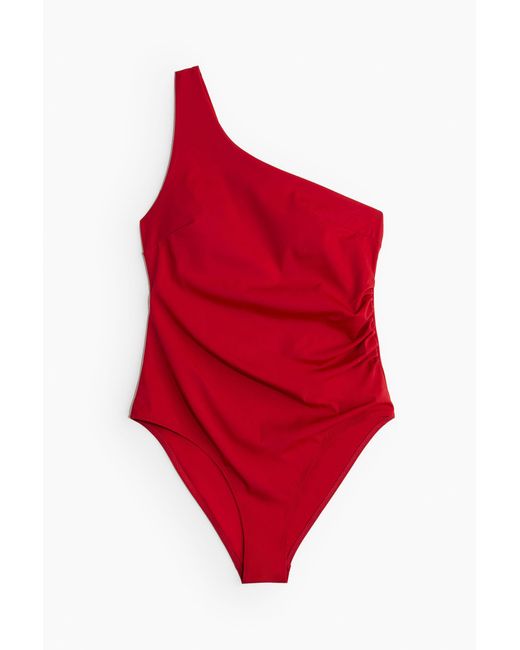 H&M Red One-Shoulder-Badeanzug in Light Shape