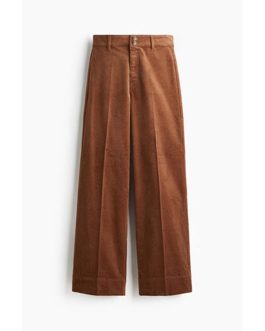 H&M Corduroy Broek in het Brown