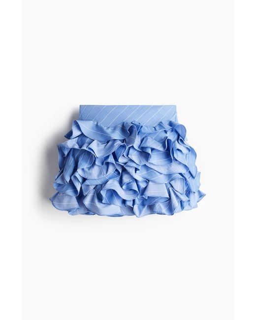 H&M Blue Minijupe mit Volants